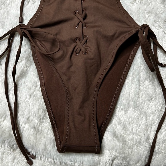 NWT Skims Signature Swim Lace Up Monokini in Cocoa Women’s M - Picture 6 of 9